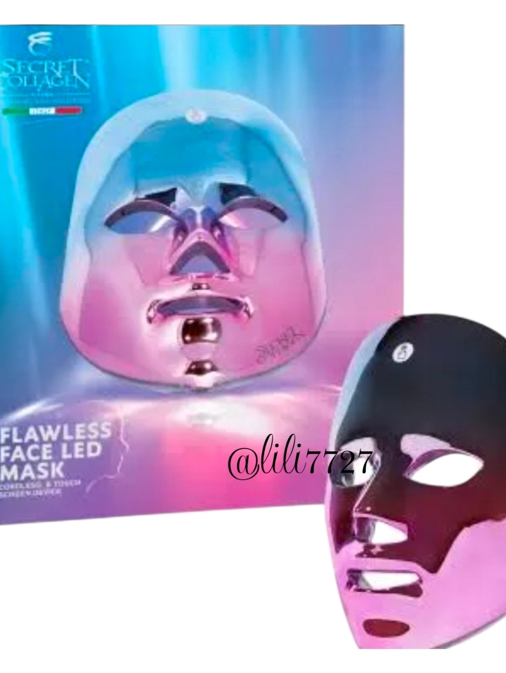 Secret Collagen Flawless Face LED Mask Multi-Color Light Therapy NIB 7 lights